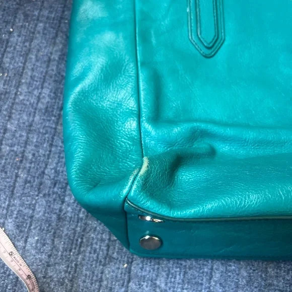Fossil Sydney leather tote bag turquoise/teal pre owned - Picture 10 of 16
